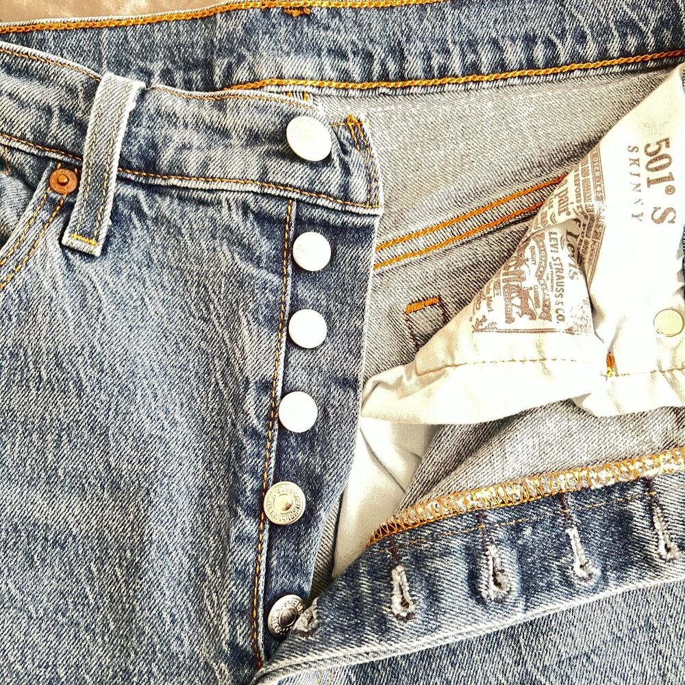 Levi’s 501 Skinny Women's Jeans High Rise Button Fly Vintage L Wash Denim 31x28